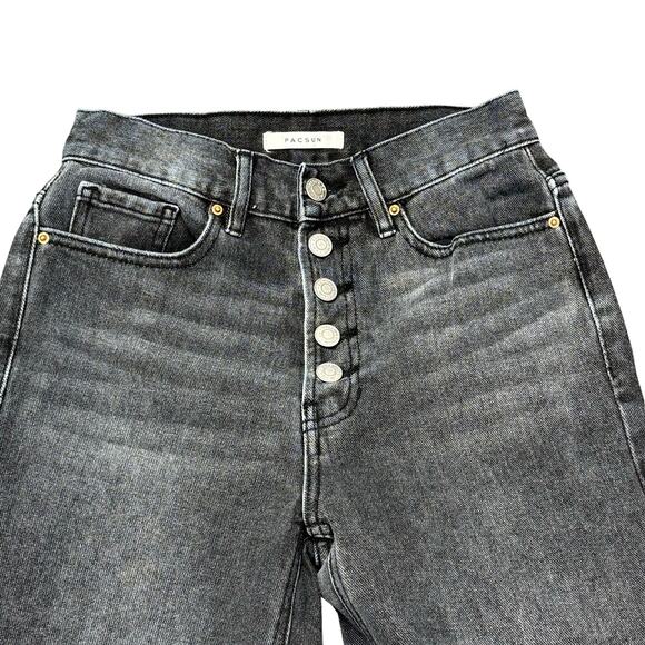 PacSun Jeans Women’s Size 24 (25x27) Black Button Fly Ultra High‎ Rise Slim Worn - Picture 14 of 15